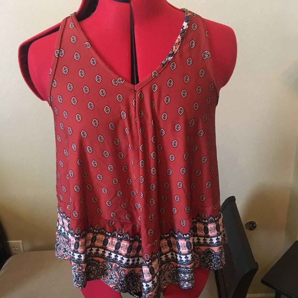 Tribal print racer back tank top